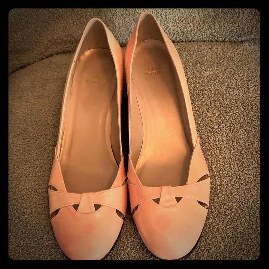 Stuart Weitzman Pink Pearl Patent Wedge 11b New!